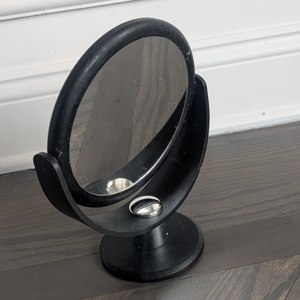 Double-Sided Pedestal Vanity Mirror - Soft-Touch Black
